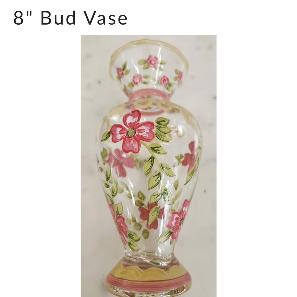 Tracy Porter Hand Painted Bud Vase 8” Rare Find Shabby Chic Vintage - Picture 6 of 7